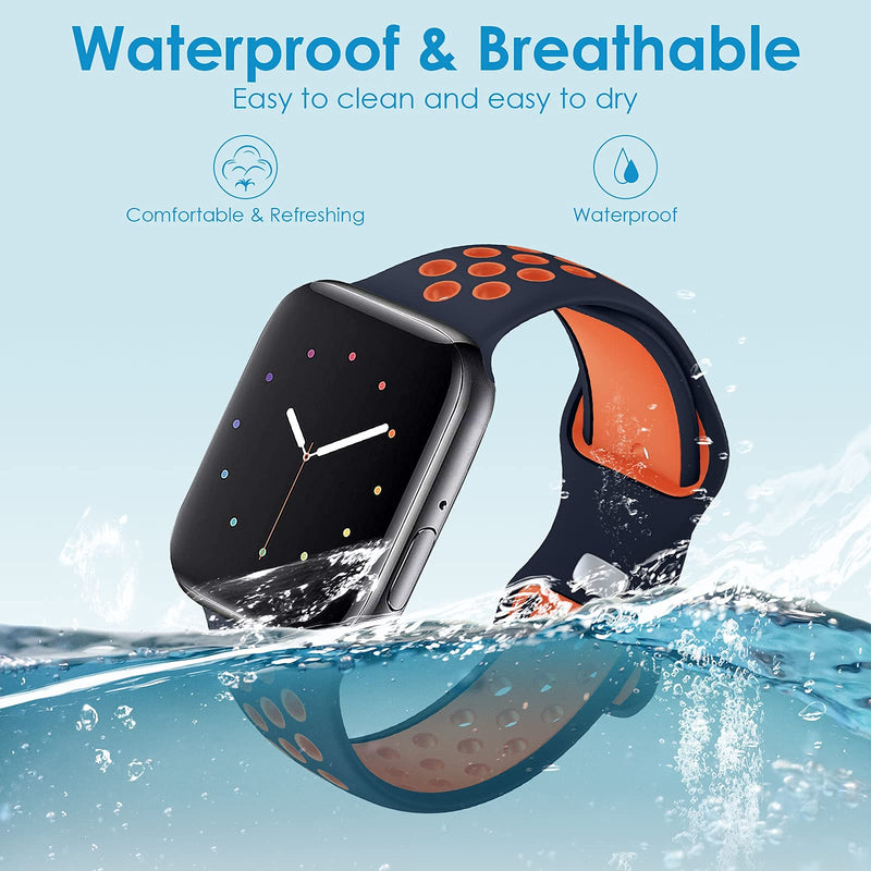 [Australia - AusPower] - NOY Sport Bands Compatible with Apple Watch Bands 42mm 44mm 45mm, Breathable Soft Silicone Sport Women Men Replacement Strap Compatible for iWatch Series 7/6/5/4/3/2/1/SE, Blue Orange 42mm/44mm/45mm Blue-Orange 