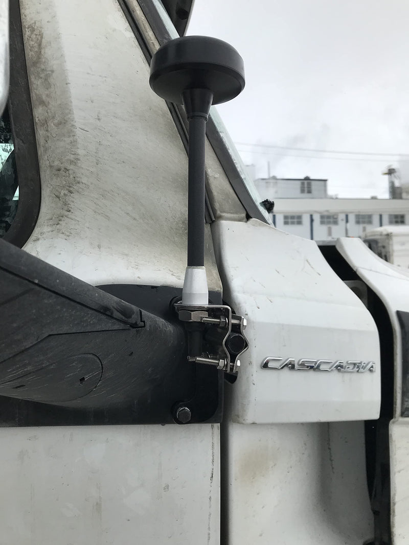 [Australia - AusPower] - Freightliner Cascadia Trucker Steel Mirror Mount Antenna for CB, XM, Sirius Left Drivers Side 
