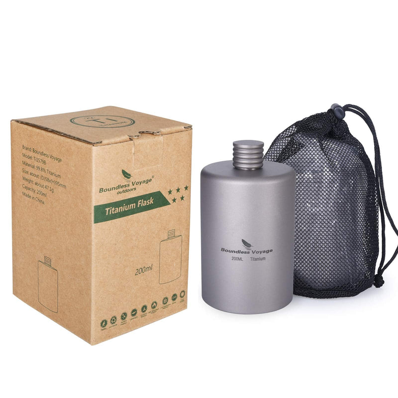 [Australia - AusPower] - iBasingo 200ml Titanium Pocket Flagon Camping Portable Alcohol Bottle Drink Sports Outdoor Hip Flask Picnic Wine Bottle A-Ti3068D 