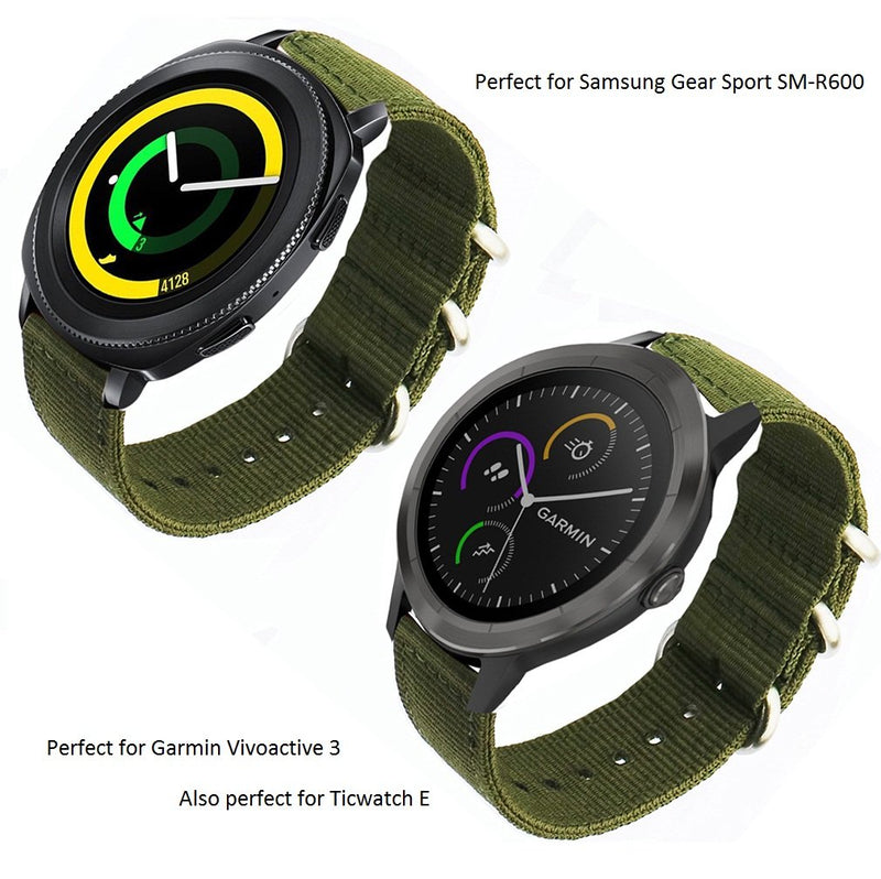 [Australia - AusPower] - Olytop Compatible VivoActive 3 Bands & Galaxy Watch Active2 44mm 40mm Band/Galaxy Watch 42mm Bands, 20mm NATO Band Soft Replacement Wristband Bracelet for Forerunner 645/245 Smartwatch - Army Green 1*Army Green 