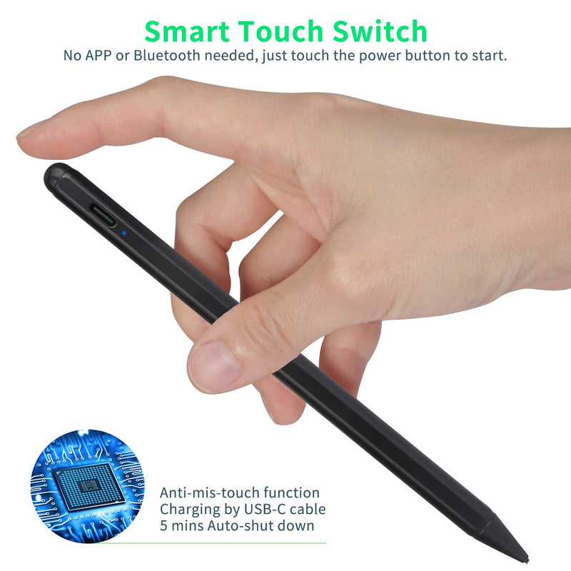 [Australia - AusPower] - Google Pixelbook Stylus Pen, Active Capacitive Digital Pencil Compatible with Google Pixelbook Stylus Pens,Good for Sketching and Note-Taking Pens with Type-C Rechargeable, Black 