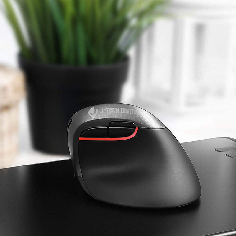 [Australia - AusPower] - J-Tech Digital Wireless Ergonomic Vertical Mouse for Small Hands with USB Nano Transceiver, AA Battery, 3 DPI, Compatible with Mac and PC, Black [V628M-2.4G] Right-handed Black 