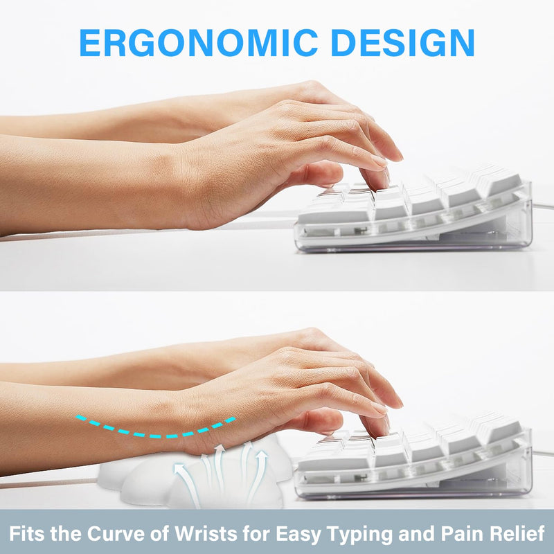 [Australia - AusPower] - Labeol Cloud Keyboard Wrist Rest, 16.5" Extended Wrist Rest Ergonomic Memory Foam with Non-Slip Base for Typing Pain Relief, Office, Gaming, Computer, Laptop, Desk (White) White 