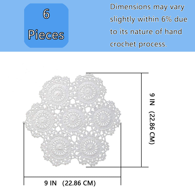 [Australia - AusPower] - Qxzvzem Doilies for Dressers and End Tables 9 Inch Small Crafts Cloth Lace Coasters Placemats Doily Crochet Cotton Round White Tablecloth 6 Pieces 