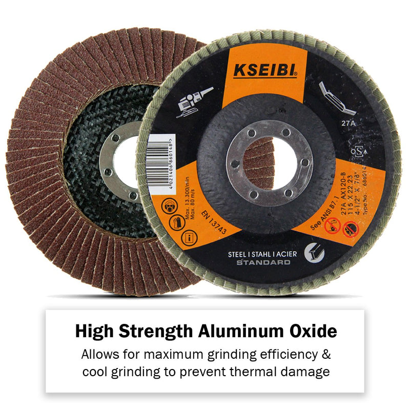 [Australia - AusPower] - KSEIBI Aluminum Oxide 4 1/2 Inch Auto Body Flap Disc Sanding Grinding Wheel 10 Pack (120 Grit) 120 Grit 