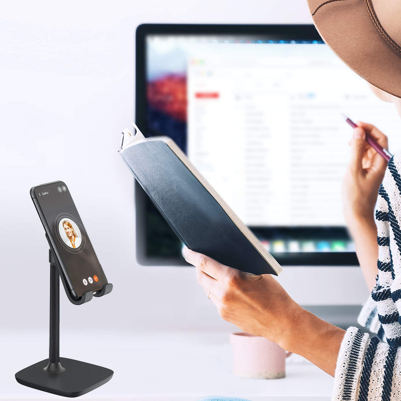 [Australia - AusPower] - Aduro Elevate Phone & Tablet Holder Stand, Adjustable Height Cell Phone Stand Holder for Desk Compatible with iPhone iPad Galaxy All Phones & Tablets (Black) Black 