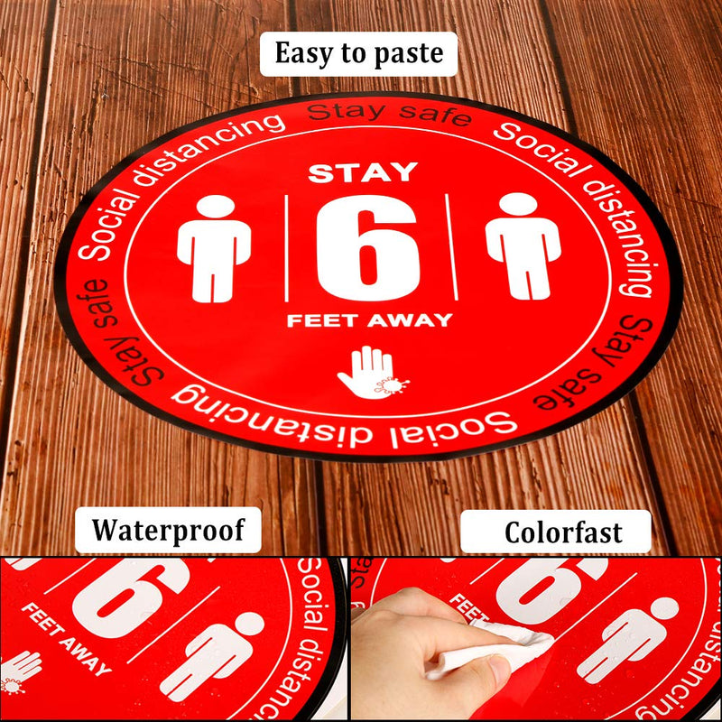 [Australia - AusPower] - 20 Pack Social Distancing Floor Decal Stickers - 8" Round Safety Distance Floor Sign Marker - Maintain 6 Feet Distance, for Crowd Control Guidance, Grocery, Pharmacy, Bank 