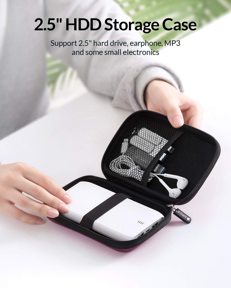 [Australia - AusPower] - ORICO Hard Drive Case 2.5 inch External Drive Storage Carrying Bag Waterproof Shockproof with Inner Size 5.5x3.5x1.0inch for Organizing HDD and Electronic Accessories, Purple(PHD-25) 