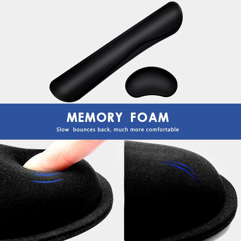 [Australia - AusPower] - Mouse Wrist Rest Pad 17" Keyboard Wrist Rest Support Bar Memory Foam Set for Easy Typing Wrist Pain Relief Ergonomic Design Durable Lightweight Anti-Skid Wrist Cushion for Office/Gaming/PC/Laptop/Mac 