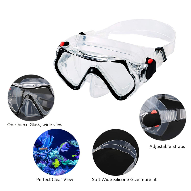 [Australia - AusPower] - Aqua A Dive Sportssnorkeling Gear Snorkel mask Scuba Set Scuba mask Diving mask Snorkeling Gear Swimming Goggles Snorkeling Set Swim Dive mask 3-9 kids black 