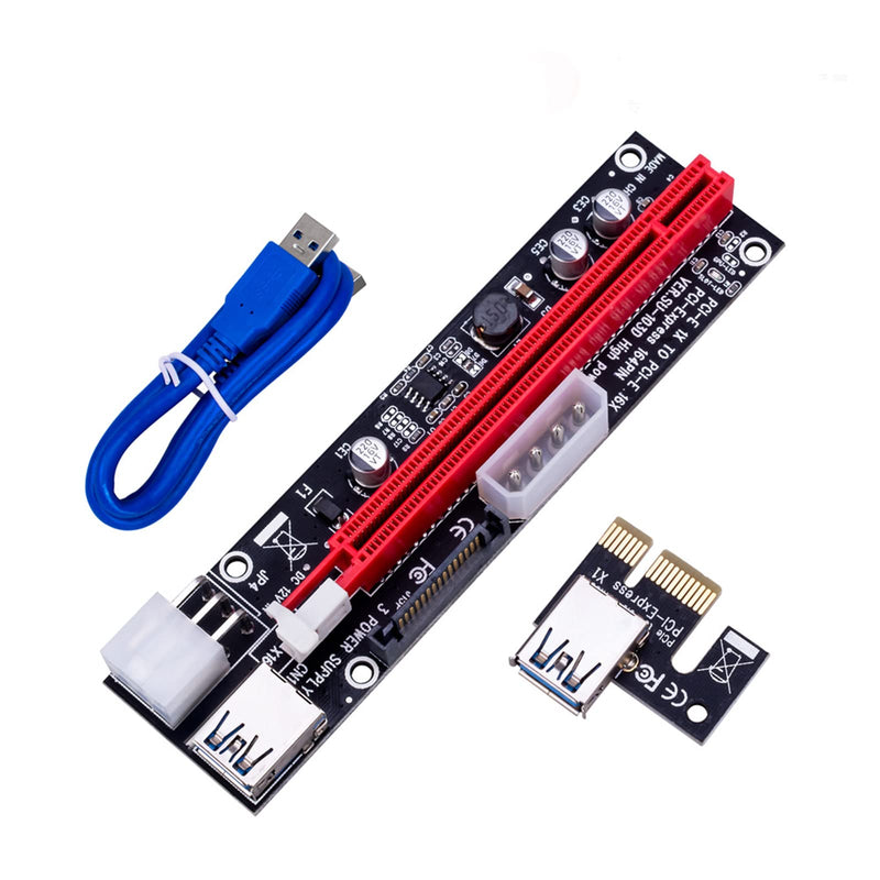 [Australia - AusPower] - 6 Pack PCI-E Riser with Led Notice, Multi-Interface Function Express Cable 1X to 16X Graphics Extension PCIe Riser,Powered Riser Adapter Card+60cm USB 3.0 Cable for Bitcoin Litecoin ETH Coin Mining 