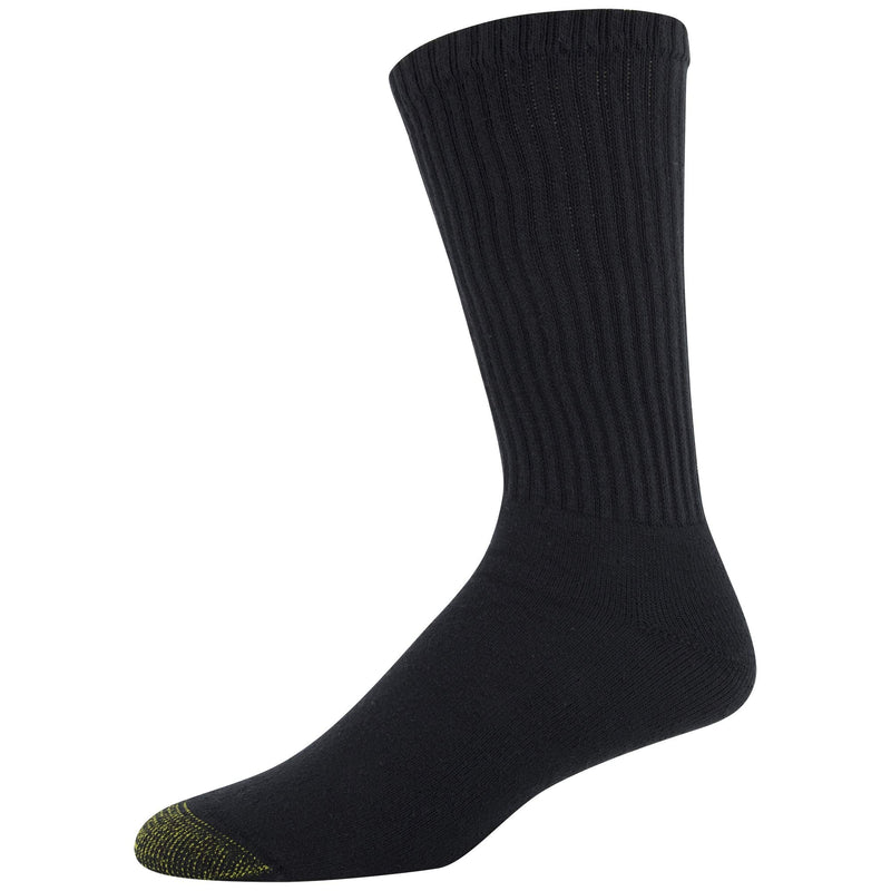 [Australia - AusPower] - Gold Toe Men's 656s Cotton Crew Athletic Socks, Multipairs Large Black & White (6-pairs) 