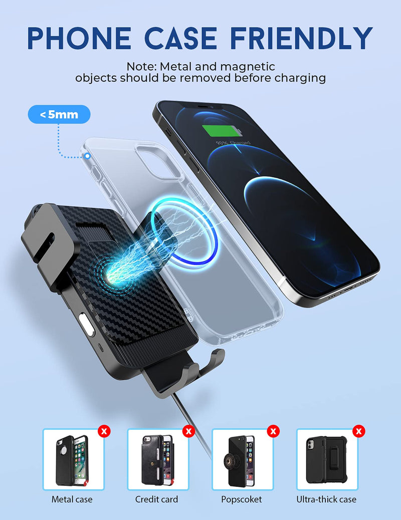[Australia - AusPower] - Wireless Car Charger, MOKPR 15W Fast Charging Car Mount Auto-Clamping Car Charger, Dashboard Windshield Phone Holder Compatible with iPhone 13/13 Pro/12 pro/12/11/X/8, Samsung S10/S9/S8/Note10/Note9 Black 