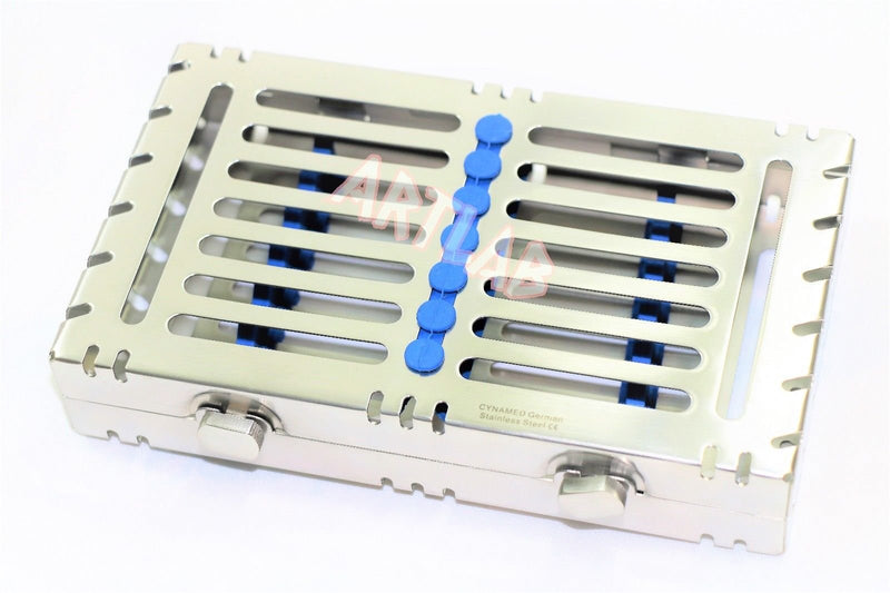 [Australia - AusPower] - Detachable Dental Autoclave Sterilization Cassettes Racks Box for 7 Instruments Blue CYNAMED 