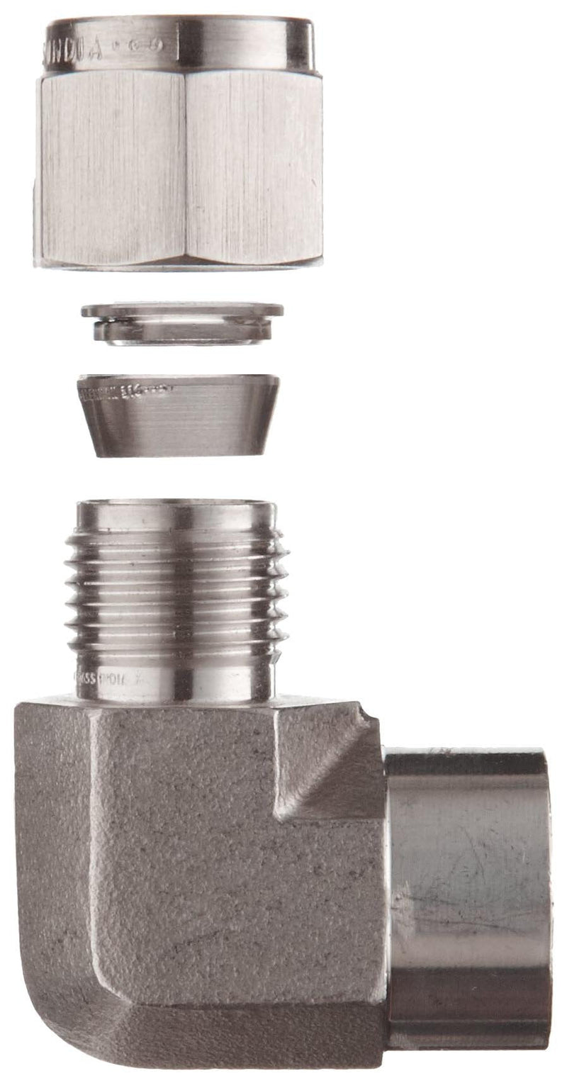 [Australia - AusPower] - Brennan N2502-08-08-SS Stainless Steel Compression Tube Fitting, 90 Degree Elbow, 1/2" Tube OD x NPT Female 0.5 Inch 