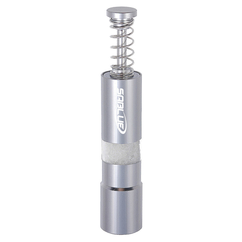 [Australia - AusPower] - SABLUE Salt And Pepper Thumb Push Button Metal Grinder Set Or Singles, Grind Travel Gadgets, Spice Grinder, for Black Pepper, Sea Salt and Himalayan Salt (Silver) Thumb Push Button Grinder 3. Silver 