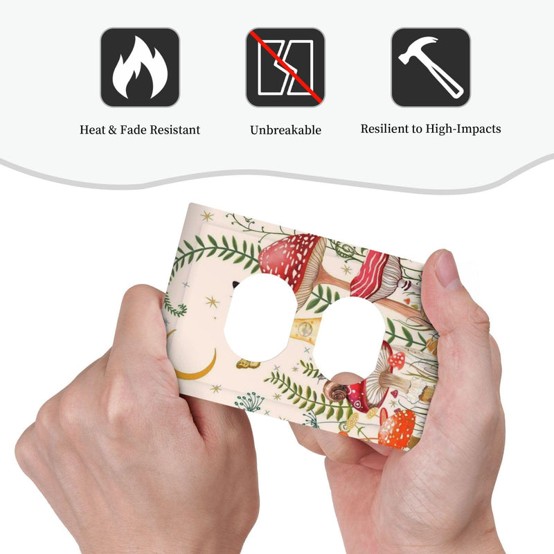 [Australia - AusPower] - Nature Plant Botanical Daisy Mushroom Moon Butterfly Single Duplex Wall Plate Covers Light Switch Cover 1 Gang Outlet Plate Decorative Switchplate Covers Electrical Faceplate For Country Decor 1 Gang Duplex/5x3 IN 