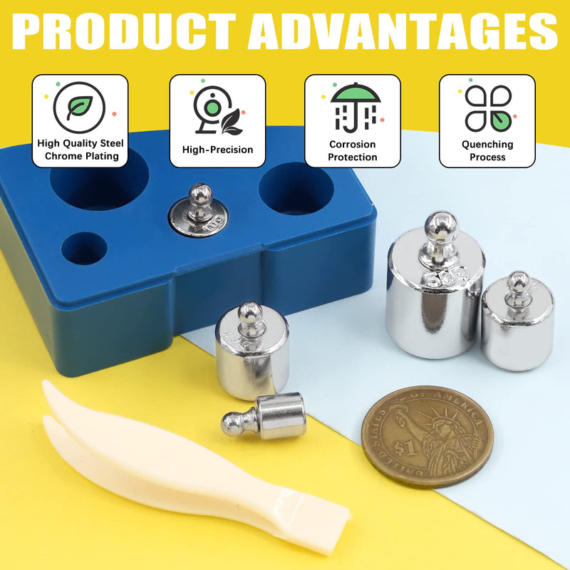 [Australia - AusPower] - Mardatt 6 Pcs Precision Scale Calibration Weight Set, 5g 10g 2x20g 50g Grams Steel Weights Calibration with Tweezers for Digital Balance Scale, Jewellery Scale, M2 Class (Total 100g) 