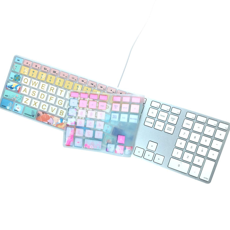 [Australia - AusPower] - Silicone Keyboard Cover Skin for Apple iMac Keyboard with Numeric Keypad Wired USB MB110LL/B(Model: A1243), Cute Print, US Layout, Litter Flowers for Apple wired keyboard(Model: A1243) 