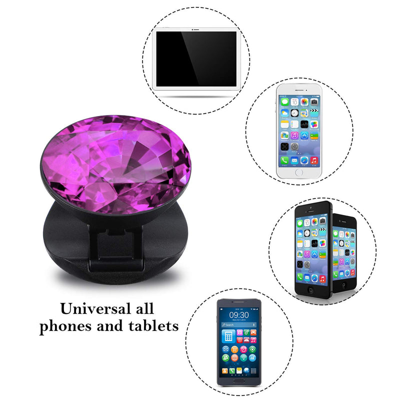 [Australia - AusPower] - 6 Pieces Plastic Disco Crystal Phone Grip Collapsible Crystal Phone Grip Holder Adhesive Foldable Expanding Finger Stand Holder Kickstand Grip for Smartphone and Tablets Eye-catching Colors 