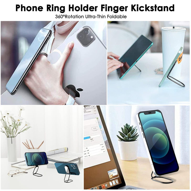 [Australia - AusPower] - Phone Ring Holder Finger Kickstand, 360° Rotation Cell Phone Ring Holder Stand Metal Phone Back Grip for Magnetic Car Mount Foldable Cell Phone Stand Compatible with Most Smartphones Gun Black 