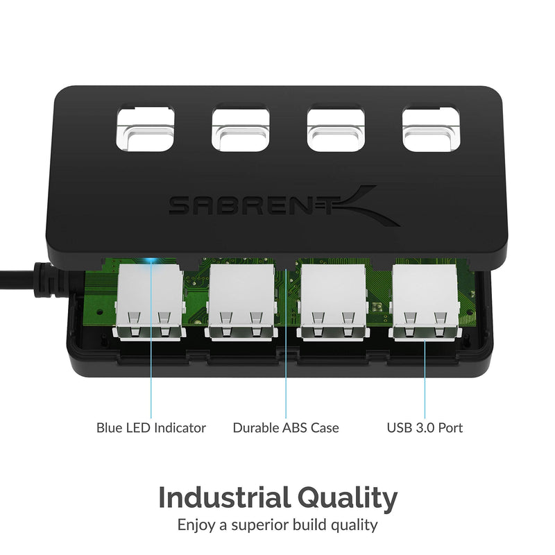 [Australia - AusPower] - Sabrent 4-Port USB 3.0 Hub with Individual LED Power Switches (HB-UM43) 