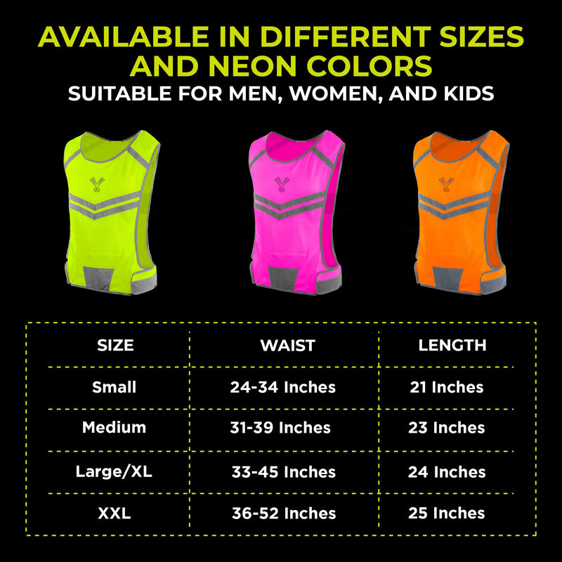 [Australia - AusPower] - 247 Viz Reflective Running Vest – Reflective Vest Running at Night for Walkers, Women & Men. High Visibility Reflective Gear, Cycling & Running Vest, High Vis Neon Safety, Small, Medium & Large Size Neon Orange 
