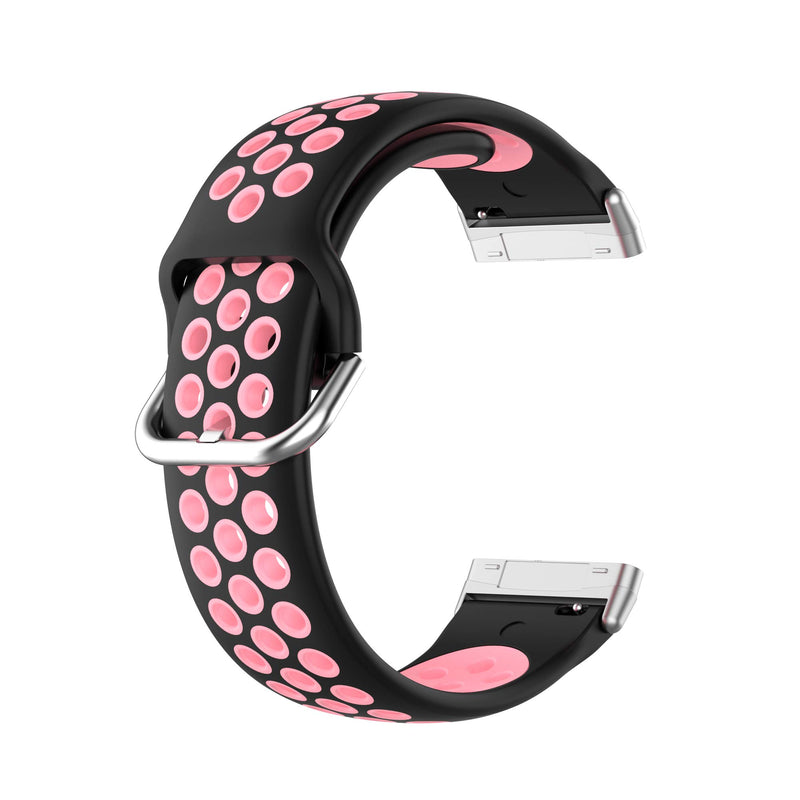 [Australia - AusPower] - BabyValley Band Compatible with Fitbit Versa 3/Sense Silicone Band+Metal Connector Breathable Bracelet Strap Smartwatch Accessories Band for Versa 3/Sense (Black+Pink) Black+Pink 