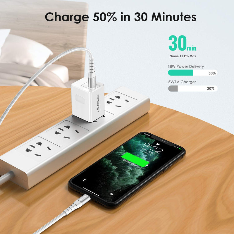 [Australia - AusPower] - USB-C Wall Charger,2-Pack 18W USB C Power Adapter Plug with Power Delivery 3.0 Fast Charging Cube,Rapid PD Charger Block/Box Compatible with iPhone 12 11 Pro Max X XS XR 8 Plus iPad Air Mini (18W) 