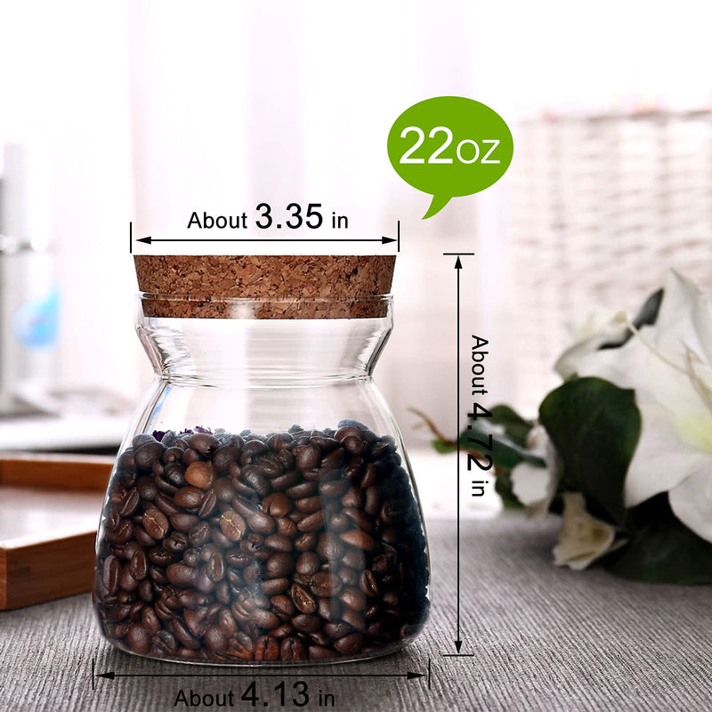 [Australia - AusPower] - Cupwind 22oz Glass Food Storage Containers with Airtight Cork Lid, Thickened Coffee Storage Jars for Home Kitchen, Pantry Tea, Spices, Snack, Salt, Grains, Pasta, Candy, DIY Handmade (650ml) M-650ml 