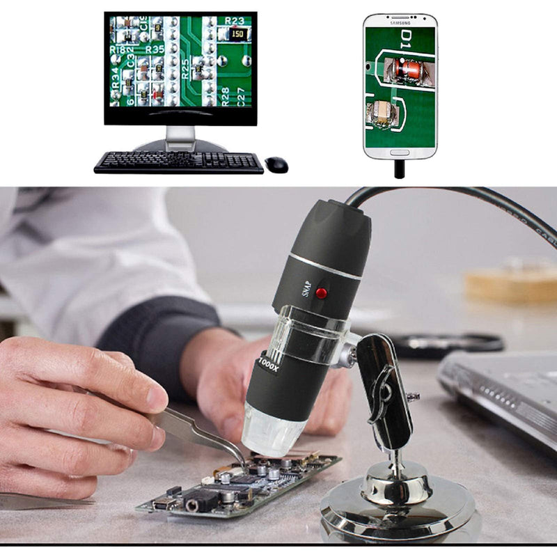 [Australia - AusPower] - Bysameyee USB Microscope, Digital Handheld 40X-1000X Magnification Endoscope Mini Video Camera with 8 Adjustable LED Lights, Compatible with Windows 7/8/10/11 Mac Linux Android (with OTG) USB/Micro-USB 