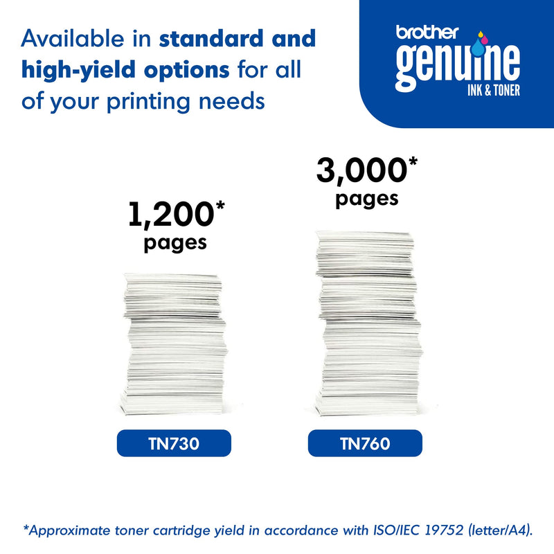 [Australia - AusPower] - Brother Genuine Standard Yield Toner Cartridge, TN730, Replacement Black Toner, Page Yield Up To 1,200 Pages, Amazon Dash Replenishment Cartridge,1 Pack 1 Pack 