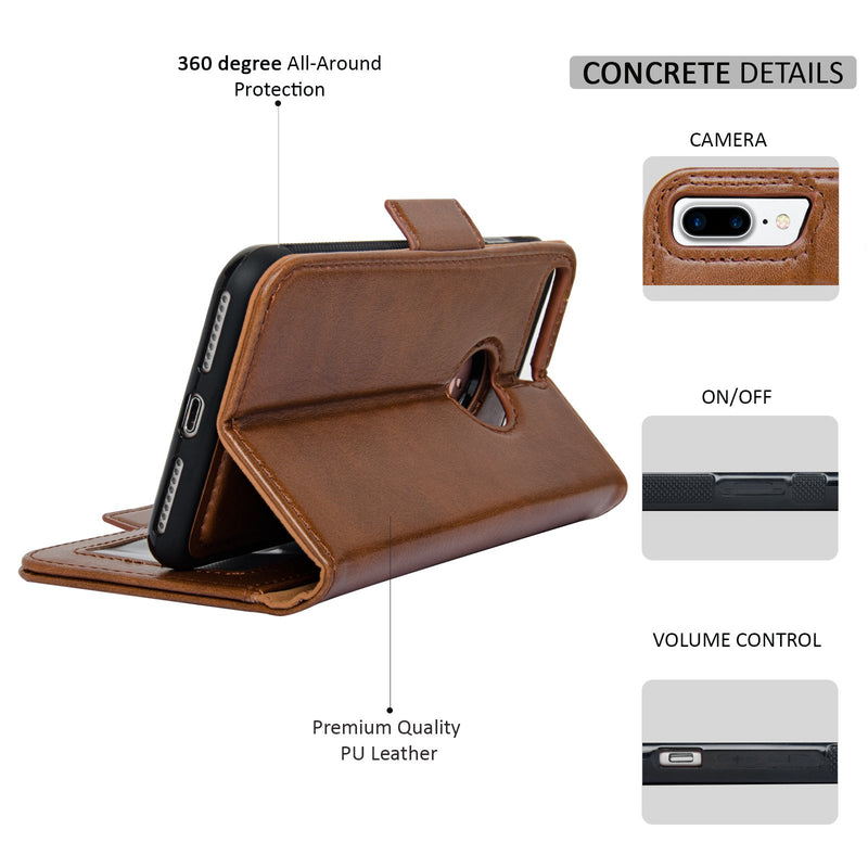 [Australia - AusPower] - Navor Detachable Magnetic Wallet Case and Universal Car Mount Compatible for iPhone 7 Plus [RFID Protection] [Vajio Series] -Brown Brown 