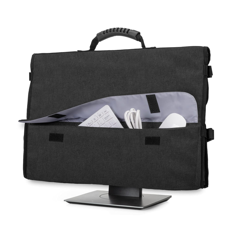 [Australia - AusPower] - CURMIO Computer Monitor Carrying Case for 24 Inch Monitor, Computer Screen Dust Cover with Rubber Handle and Pockets, Black (Patented Design) 