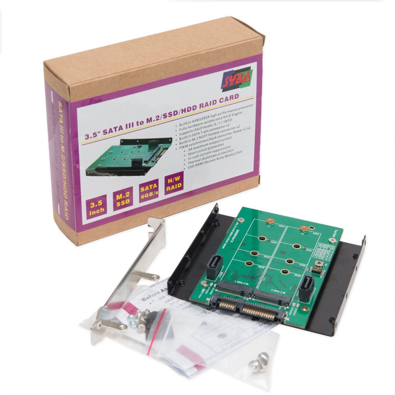 [Australia - AusPower] - Syba SY-ADA40102 3.5" SATAIII to M.2 SSD RAID Adapter Green M.2 RAID + SATA 