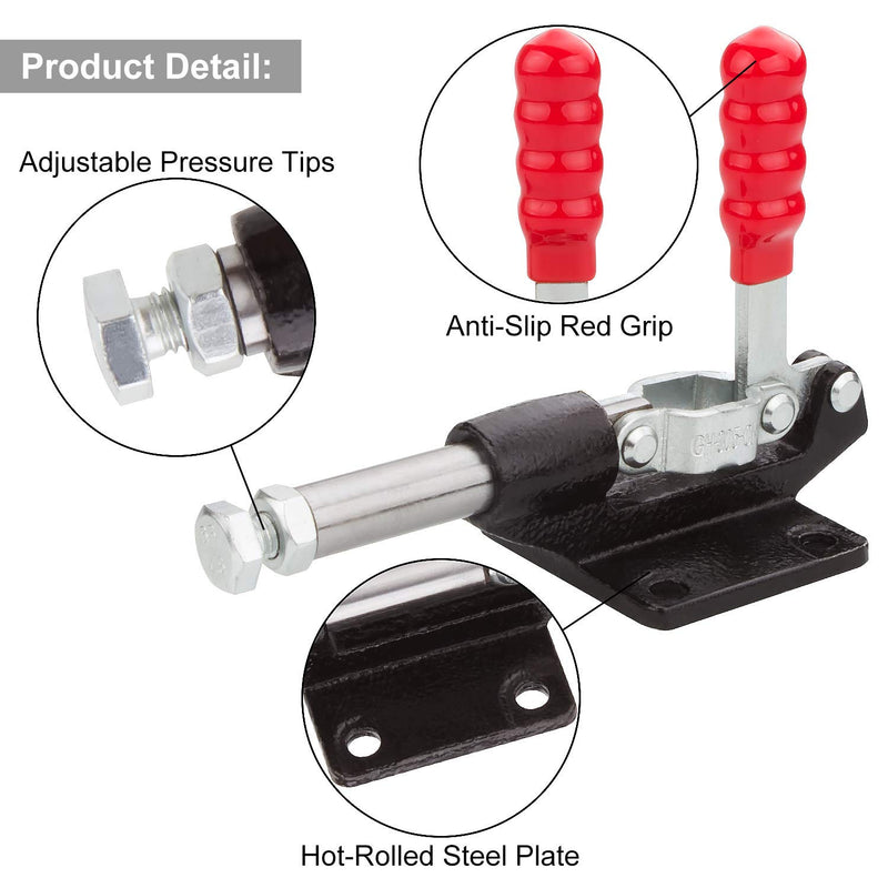 [Australia - AusPower] - 2 Pack 32MM Toggle Clamps, A+Selected 500Lbs Holding Capacity Plunger Stroke Push Pull, Metal Quick Release With Flange Base Plate for Welding, Woodworking, Mould and Machine Operation-GH-305C Clamps 