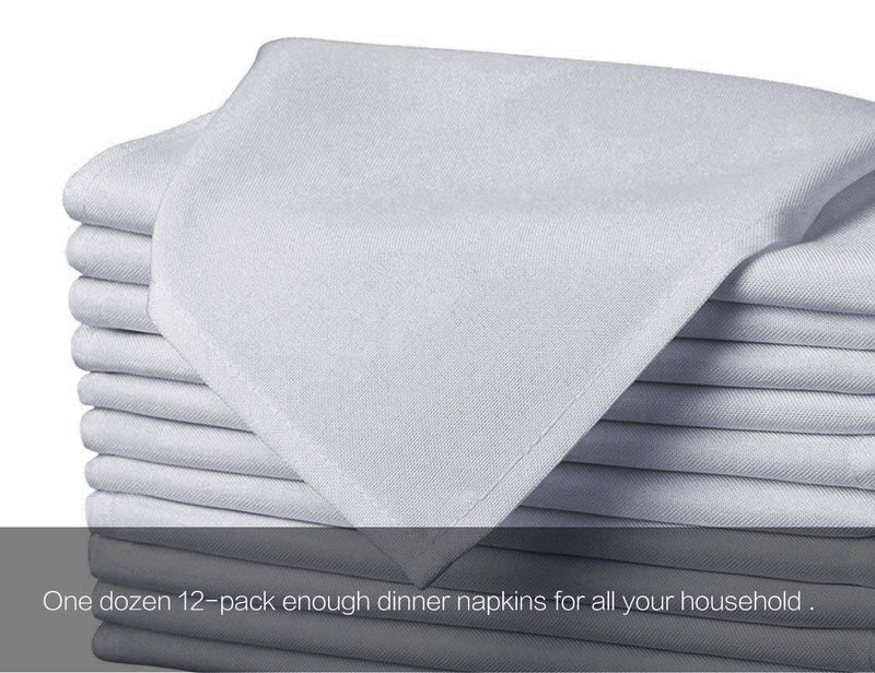 [Australia - AusPower] - Surmente 17-Inch Polyester Cloth Napkins Linen Dinner Napkins - Set of 12 for Weddings, Banquets, or Restaurants (1-Dozen) (Silver) Silver 