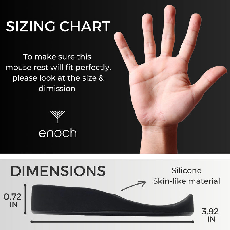 [Australia - AusPower] - Enoch Ergonomic Mouse Wrist Rest, Palm Wrist Support Pad for Office Work, Gaming, Coding, Relief Sliding Gliding Wrist Pad (Black) Black 