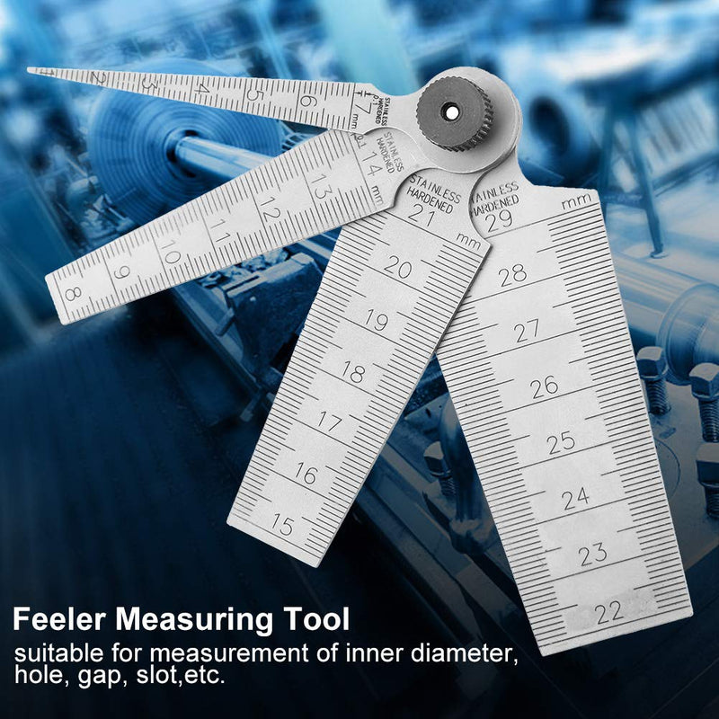 [Australia - AusPower] - Stainless Steel Feeler Gauge, Welding Taper Feeler Gauge Rulers, Taper Gauge Feeler Gap Hole Inspection Tool, 1mm to 29 mm Test Ulnar Inch&Metric Measuring, High Precision 