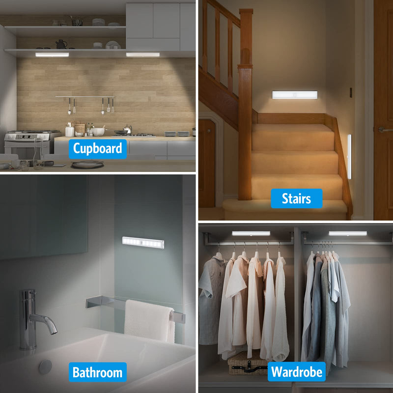 [Australia - AusPower] - AMIR Newest Motion Sensor Closet Lights, 30 LED Under Cabinet Lights, Rechargeable Cupboard Lights with 3 Brightness, Step Night Lights with Adhesive Pads & Screws for Closet, Wardrobe (Pack of 3) 