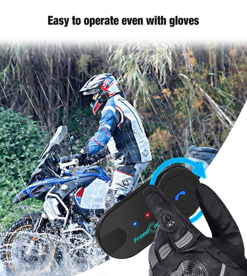 [Australia - AusPower] - Bluetooth Intercom for Helmet,FreedConn T-COMVB 800M,2-Way Motorcycle Helmet Bluetooth Headset,Motorcycle Bluetooth Communication System for Ski/ATV/Dirt Bike/Off,Bluetooth for Motorcycle Helmet TCOM-VB Hard Mic 1PACK 