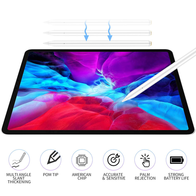 [Australia - AusPower] - Stylus Pen for iPad with Magnetic Charging Cable, Rulykar Active Pencil with No Lag, High Precision, Tilt, Palm Rejection, for iPad 6th, iPad Mini 5th, iPad Air 3rd/4th Gen, iPad Pro (11/12.9") 00X 