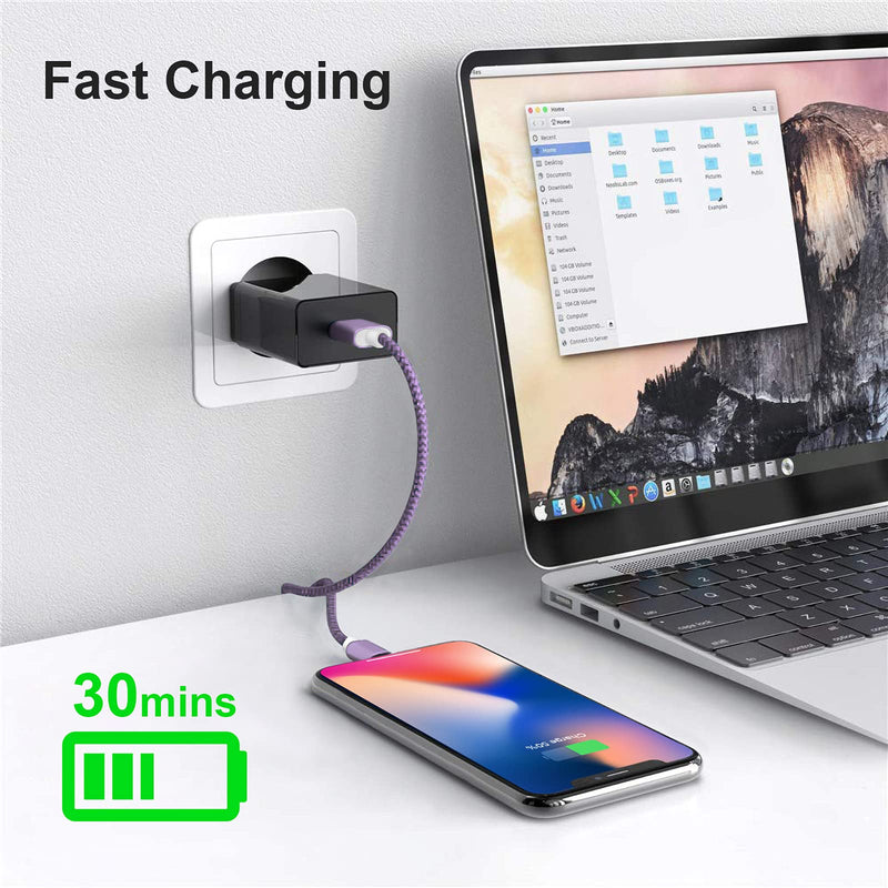 [Australia - AusPower] - Souina iPhone Charging Cable Purple 3Pack (3ft 6ft 10ft) Mfi Certified iPhone Charger Fast Charging Cable Nylon Braided Phone Chargers Cord Compatible with 12 Pro 11 Pro Max 10 Xr Xs Max 8 7 iPad 