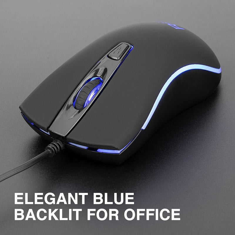 [Australia - AusPower] - Wired Mouse,Rii Computer Mouse with Blue Backlit,USB Mouse with 1600 DPI Levels,Comfortable Grip Ergonomic Optical ,USB Wired Mice Support Windows PC, Laptop,Desktop,Notebook,Chromebook (2PACK) 2PACK 