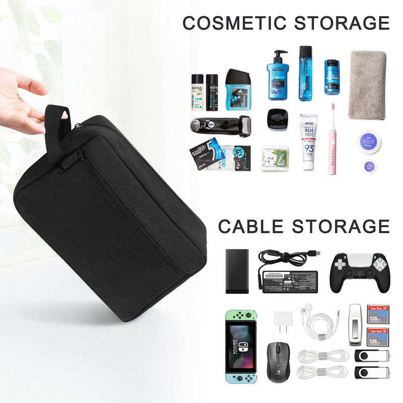 [Australia - AusPower] - FYY Electronic Organizer, Travel Cable Organizer Bag Pouch Electronic Accessories Carry Case Portable Waterproof All-in-One Storage Bag for Cable, Cord, Charger, Phone, Earphone Black Double Layer-M Black-All in one 