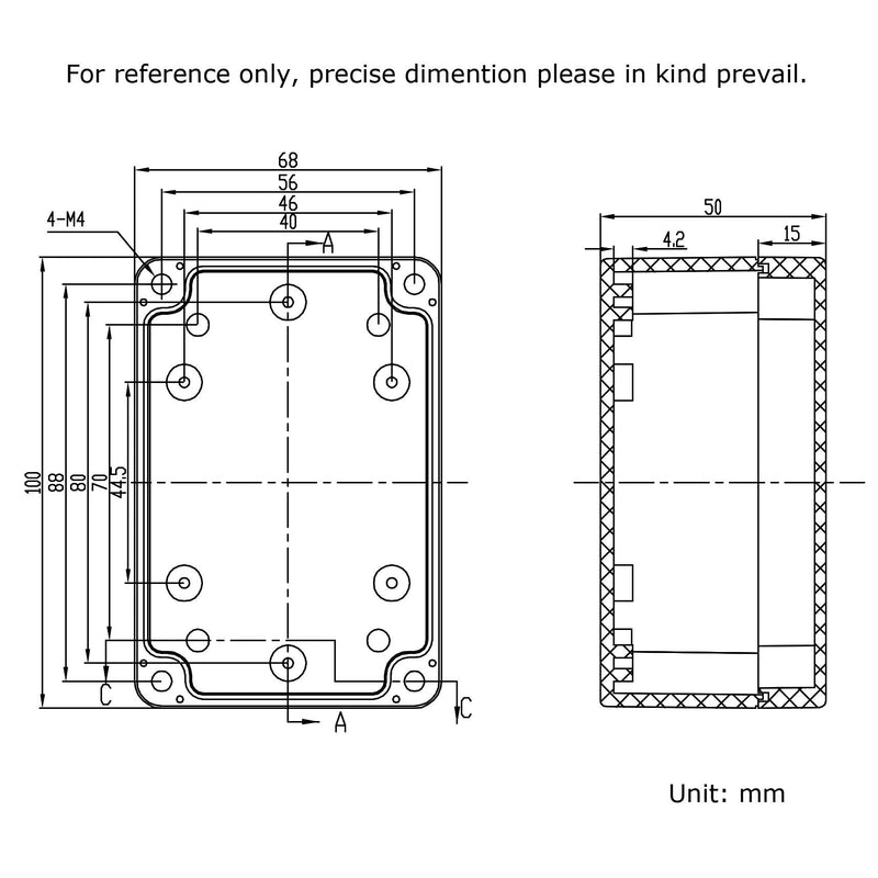 [Australia - AusPower] - PINFOX 2 Pack Black Waterproof Plastic Project Box ABS IP65 Electronic Junction Box Enclosure 3.94 x 2.68 x 1.97 inch (100 x 68 x 50 mm) 3.94"x2.68"x1.97" (2 PCS) 