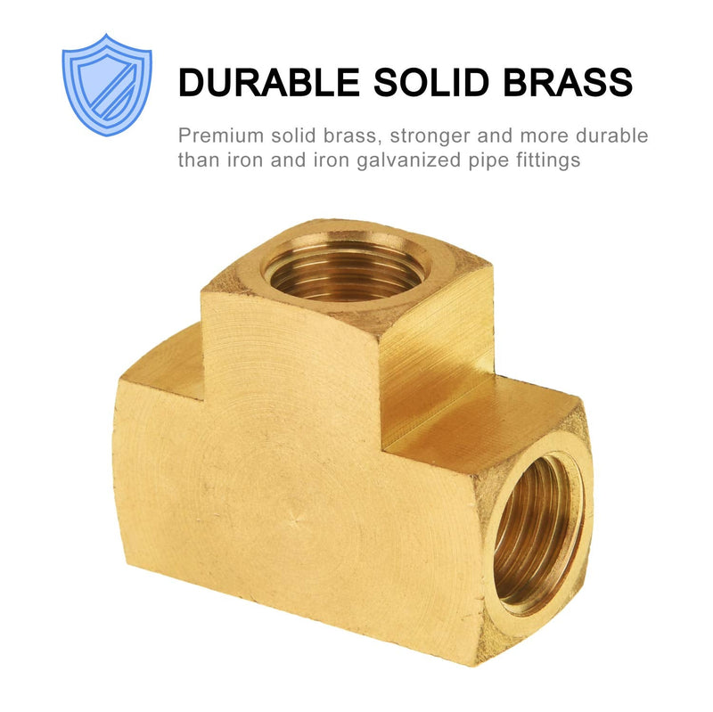 [Australia - AusPower] - Brass Pipe Fitting, SUNGATOR Barstock Tee, 1/4" x 1/4" x 1/4" NPT Female Pipe (2-Pack) 2 Pack 
