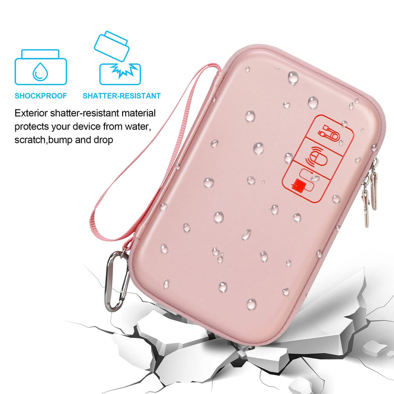 [Australia - AusPower] - Elonbo Hard Portable Travel Electronic Organizer Case for MacBook Power Adapter Chargers Cable Power Bank Apple Magic Mouse Apple Pencil USB Hub Flash Disk SD Card Small Accessories Bag, Rose Gold 