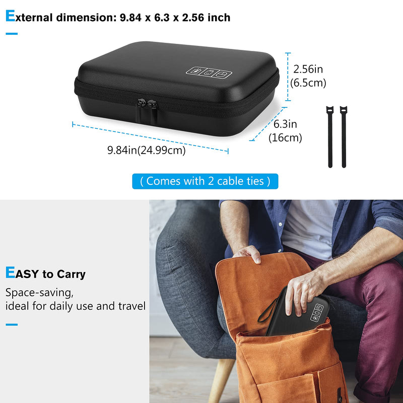 [Australia - AusPower] - ProCase Hard Travel Electronic Organizer Case for MacBook Power Adapter Chargers Cables Power Bank Apple Magic Mouse Apple Pencil USB Flash Disk SD Card Small Portable Accessories Bag -Black Black 