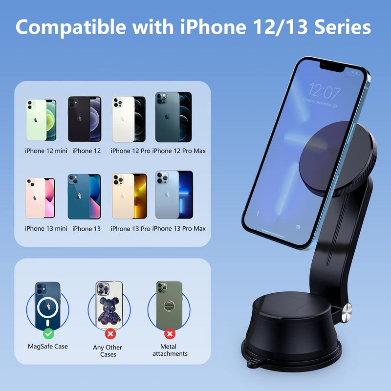 [Australia - AusPower] - Magnetic Car Mount Compatible with Magsafe for iPhone 12 13 Pro/Max/Mini, 360° Adjustable Strong Magnet Car Holder Dashboard -Black 